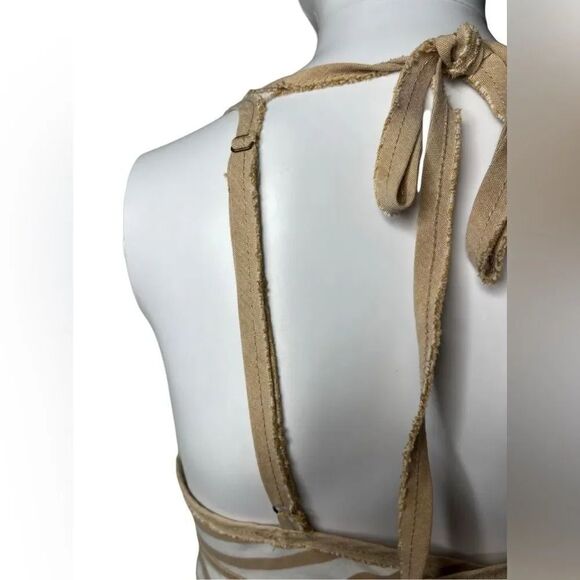 Free People Button Down Striped Tank Top Cream & White Size XXS - Picture 4 of 5